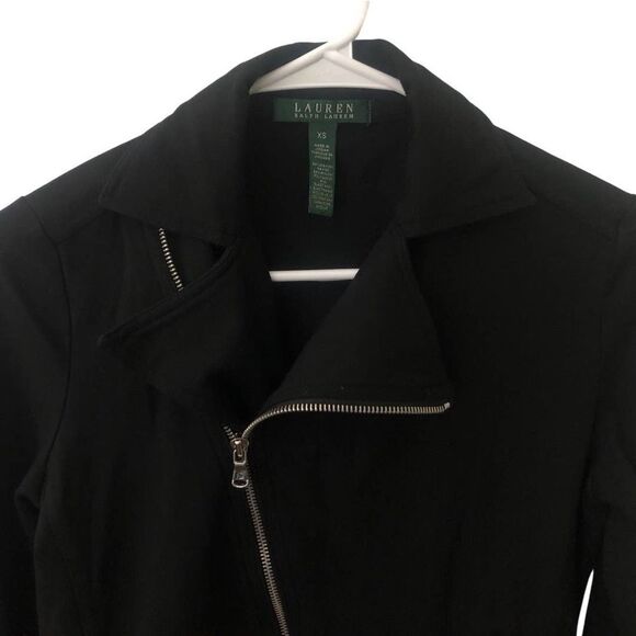 Ralph Lauren Jacket Women’s Black XS Biker Moto Style Zippered Pockets - Picture 3 of 8